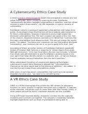We uphold the importance of preparing students for a future that is truly unknown and uncertain and note. . Cybersecurity ethics case study